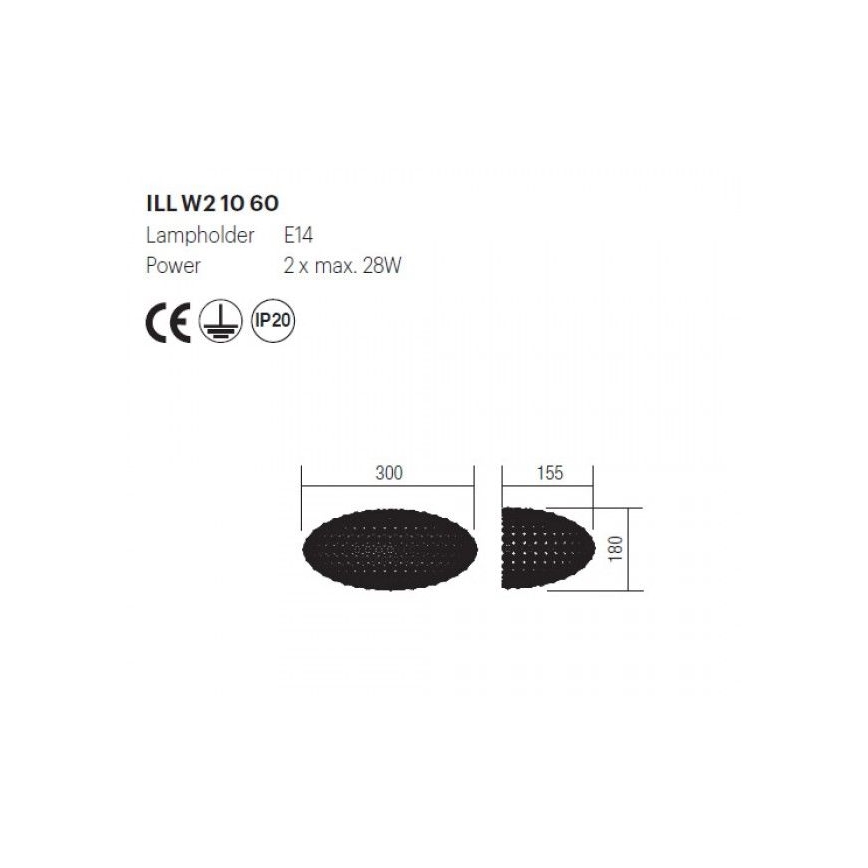 Incanti ILL W2 10 60 - Væglampe LILAS 2xE14/28W/230V