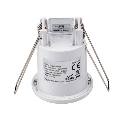 Indbygget bevægelsessensor PIR 360° 400W/230V hvid