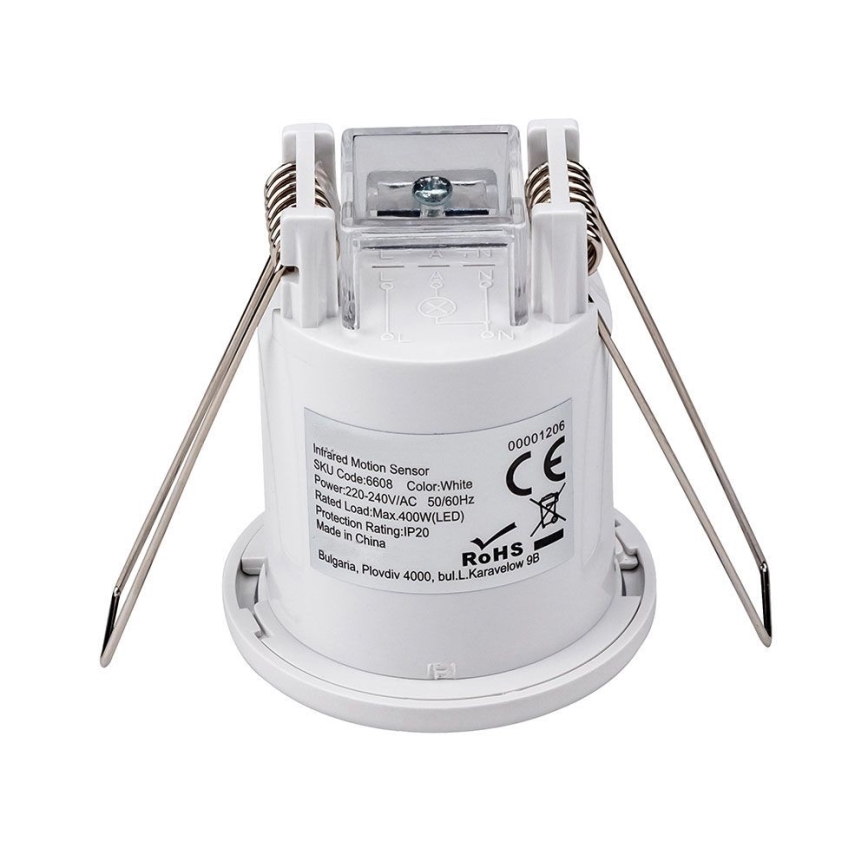 Indbygget bevægelsessensor PIR 360° 400W/230V hvid