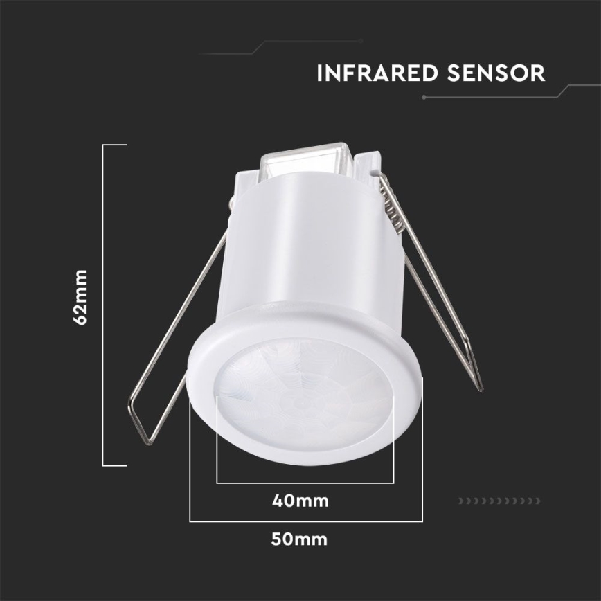 Indbygget bevægelsessensor PIR 360° 400W/230V hvid