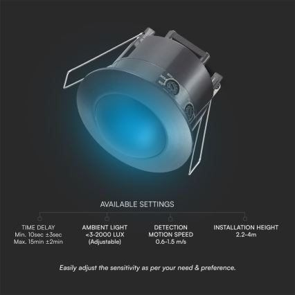 Indbygget bevægelsessensor PIR 360° 500W/230V sort