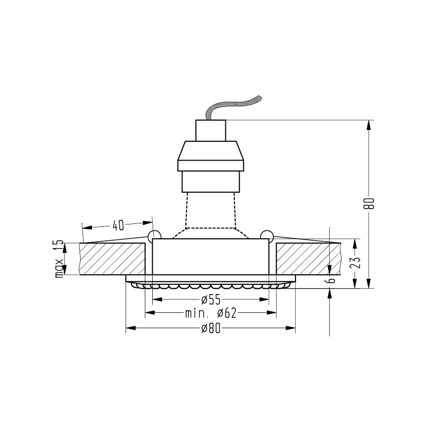 Indbygget lampe SOC 1xGU10/50W/230V