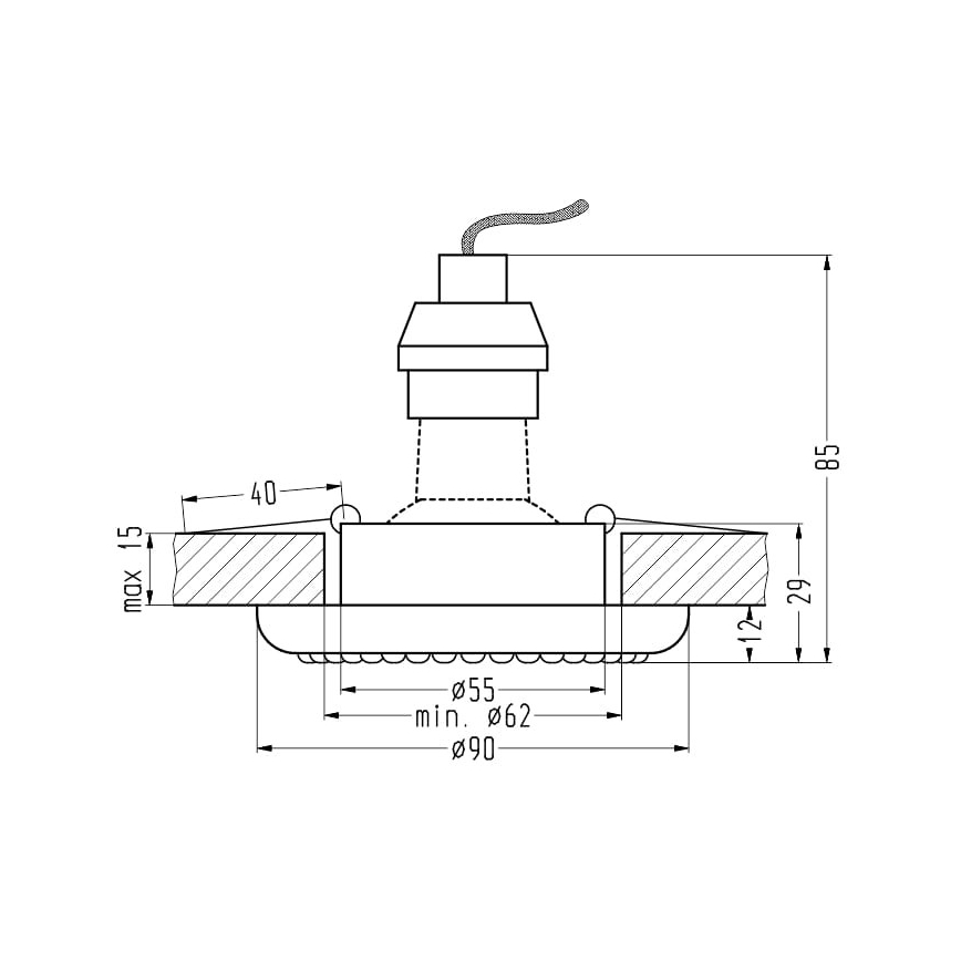 Indbygget lampe SOC 1xGU10/50W/230V sort