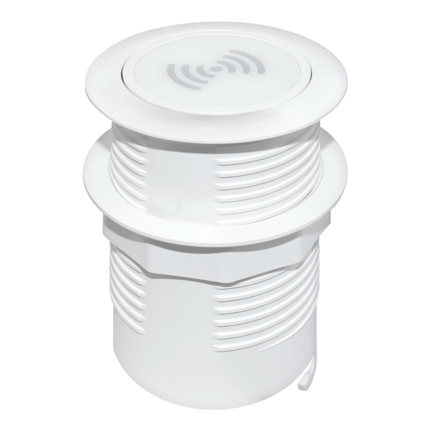 Indbygget trådløs oplader + USB A+C hvid