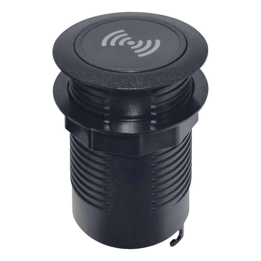 Indbygget trådløs oplader + USB A+C sort