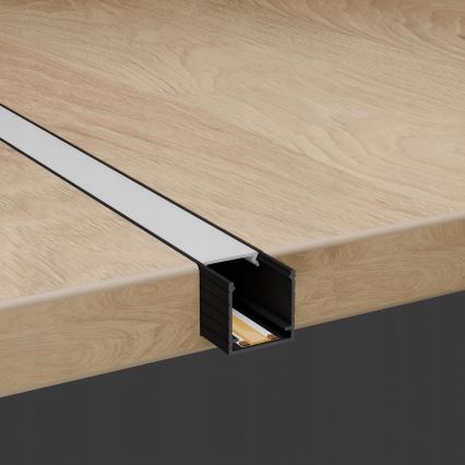 Indbygningsprofil til LED-bånd, 1 m, sort/hvid