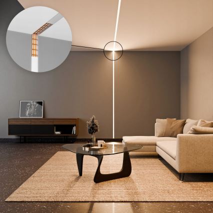 Indbygningsprofil til LED-bånd, 1 m, sølv/hvid