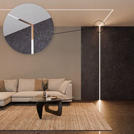 Indbygningsprofil til LED-bånd 1 m sølv/hvid