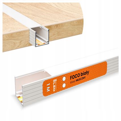 Indbygningsprofil til LED-strips 1 m hvid