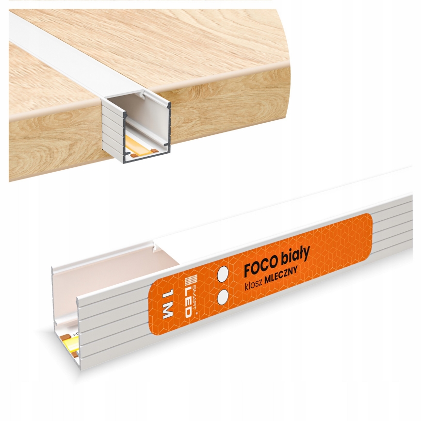 Indbygningsprofil til LED-strips 1 m hvid
