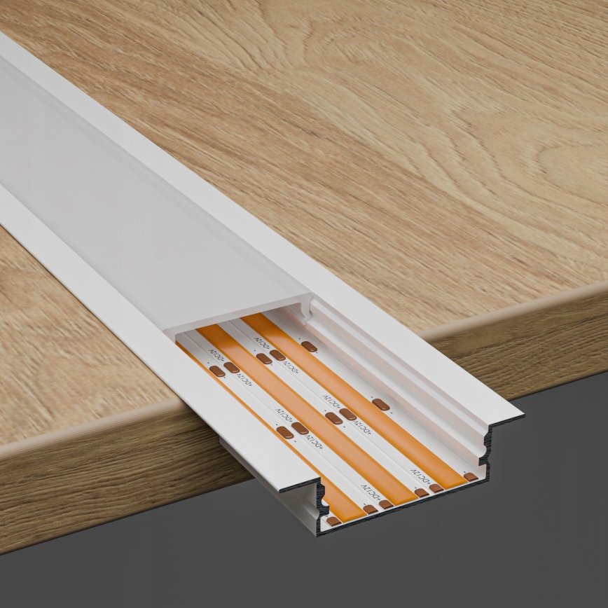 Indbygningsprofil til LED-strips 1 m hvid