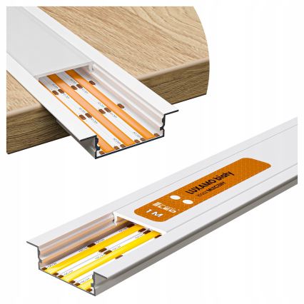 Indbygningsprofil til LED-strips 1 m hvid