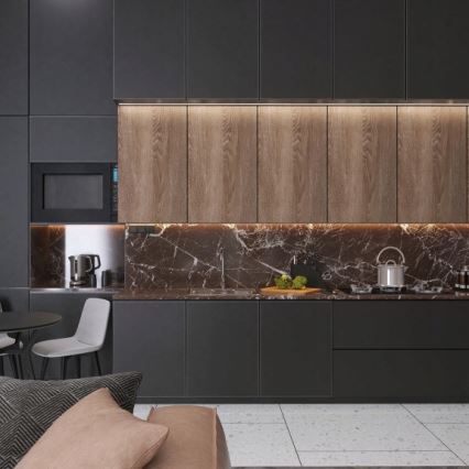 Indbygningsprofil til LED-strips, 1 m, sort/gennemsigtig