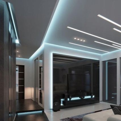 Indbygningsprofil til LED-strips, 1 m, sort/gennemsigtig
