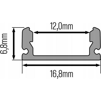Indbygningsprofil til LED-strips, 1 m, sort/gennemsigtig