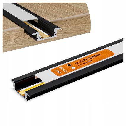 Indbygningsprofil til LED-strips 1 m, sort/hvid