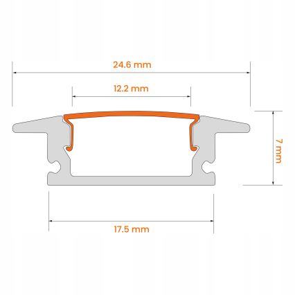 Indbygningsprofil til LED-strips 1 m, sort/hvid