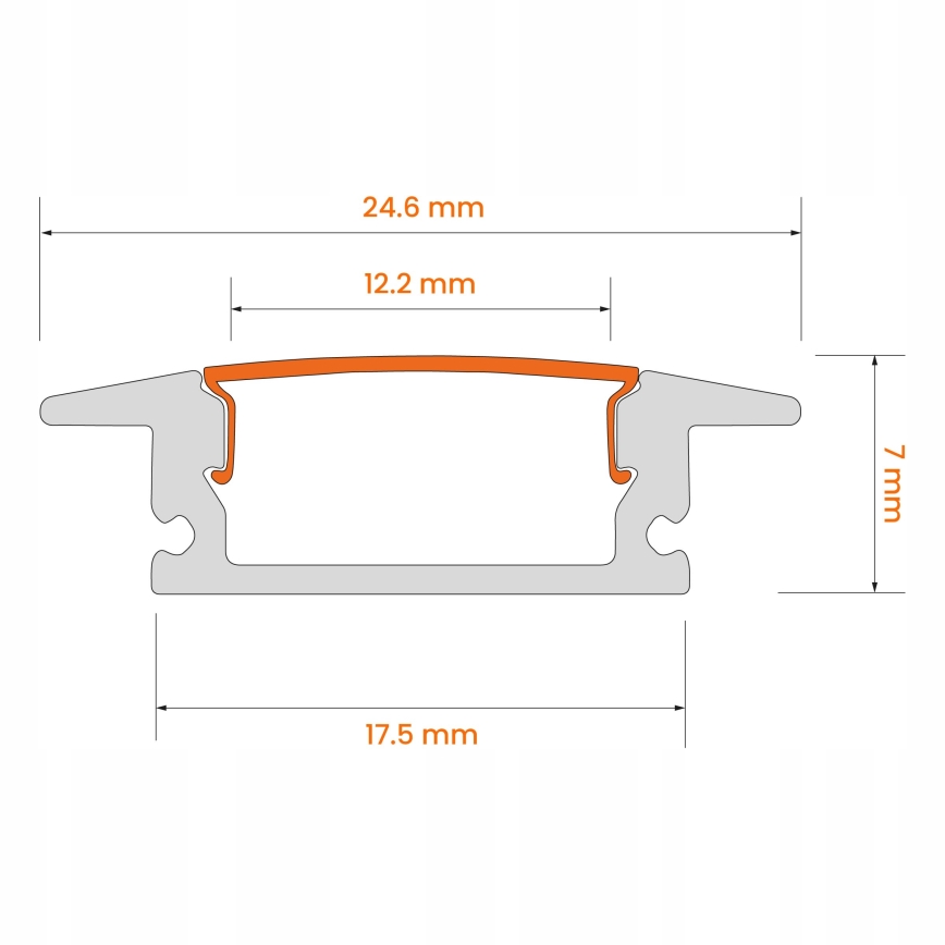 Indbygningsprofil til LED-strips 1 m, sort/hvid