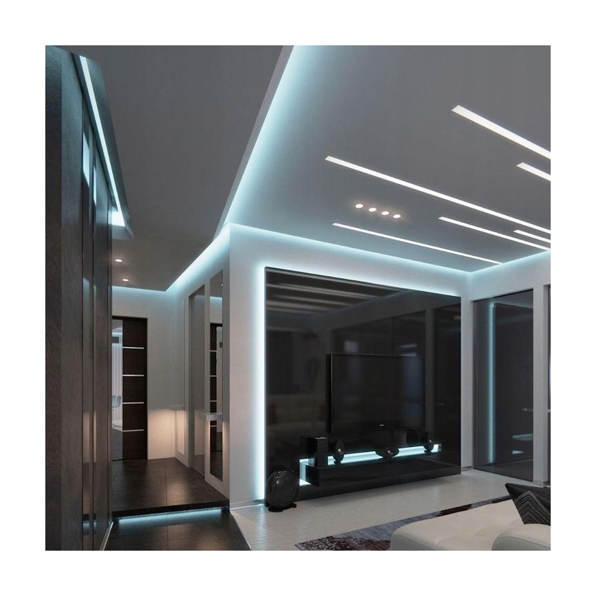 Indbygningsprofil til LED-strips 1 m sølv/hvid