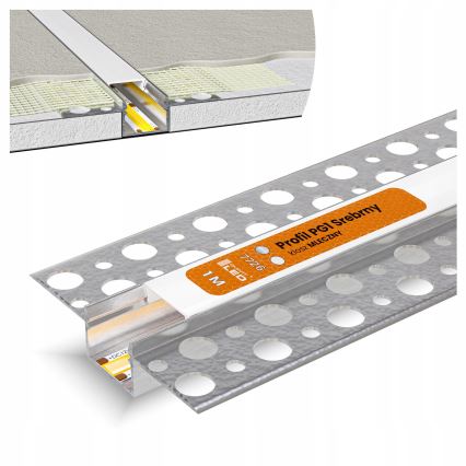 Indbygningsprofil til LED-strips 1 m sølv/hvid