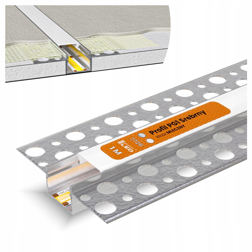 Indbygningsprofil til LED-strips 1 m sølv/hvid