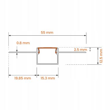 Indbygningsprofil til LED-strips 1 m sølv/hvid