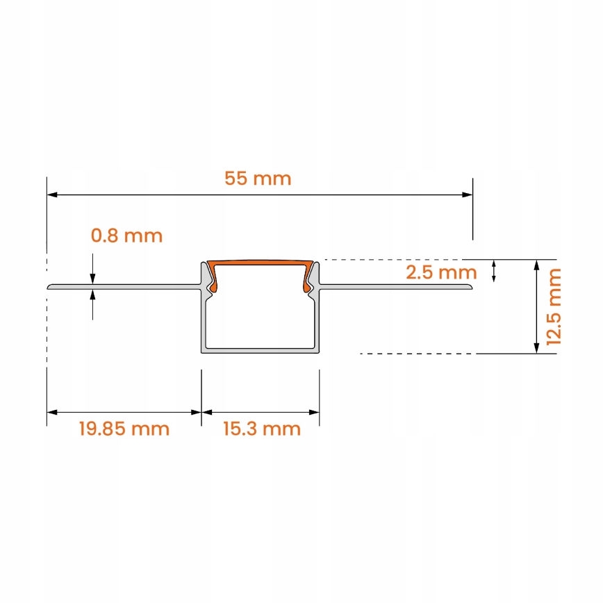 Indbygningsprofil til LED-strips 1 m sølv/hvid