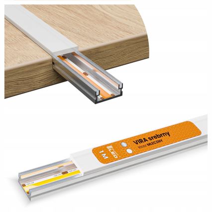 Indbygningsprofil til LED-strips 1 m sølv/hvid