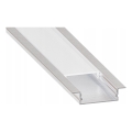 Indbygningsprofil til LED-strips, 1 m — sølv/hvid