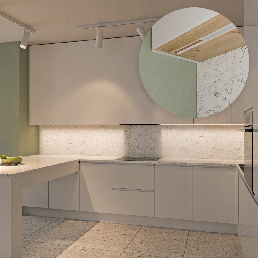 Indbygningsprofil til LED-strips, 1 m — sølv/hvid