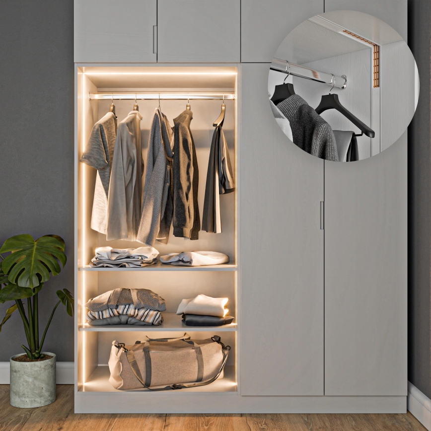 Indbygningsprofil til LED-strips, 1 m — sølv/hvid
