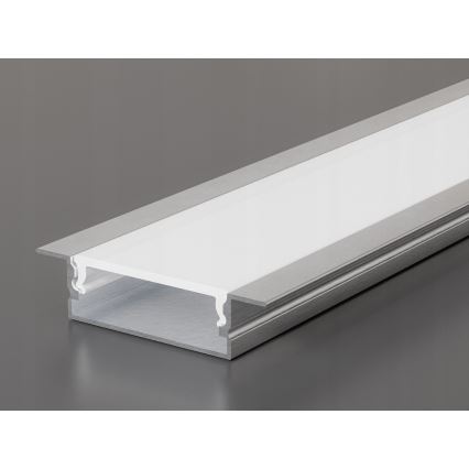 Indbygningsprofil til LED-strips, 1 m — sølv/hvid