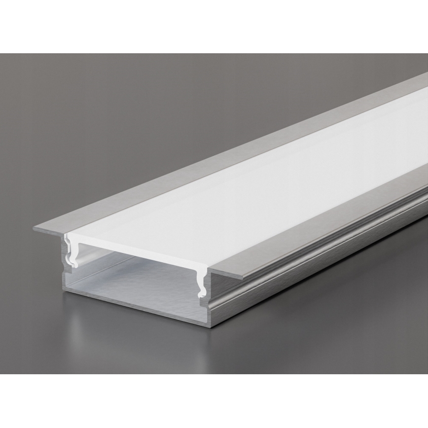 Indbygningsprofil til LED-strips, 1 m — sølv/hvid