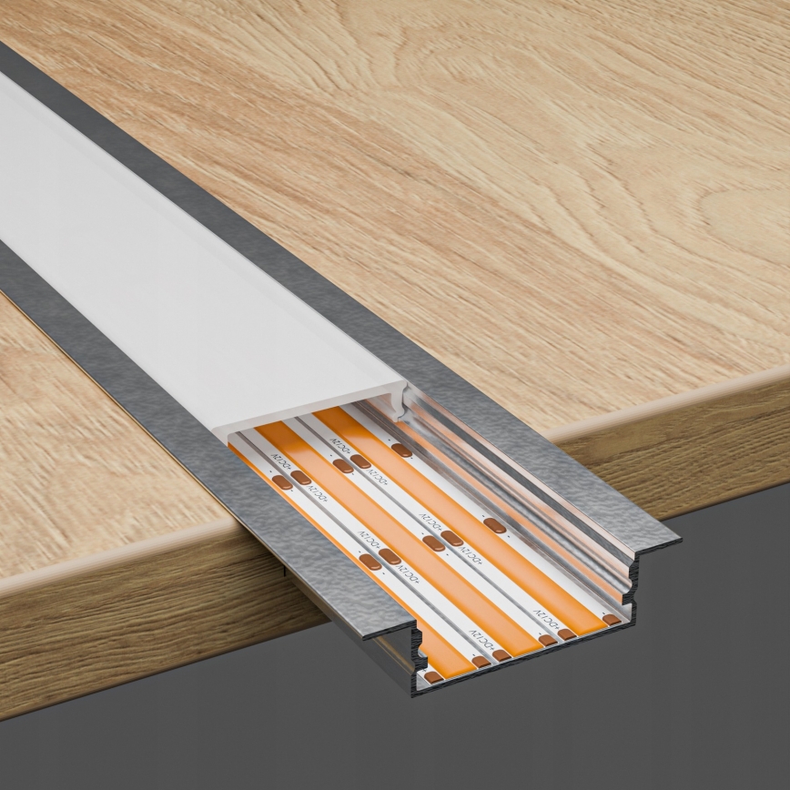 Indbygningsprofil til LED-strips, 1 m — sølv/hvid