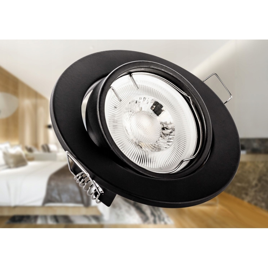 Indbygningsspot 1x GU10/MR16/10W/230V, Ø 9 cm, sort