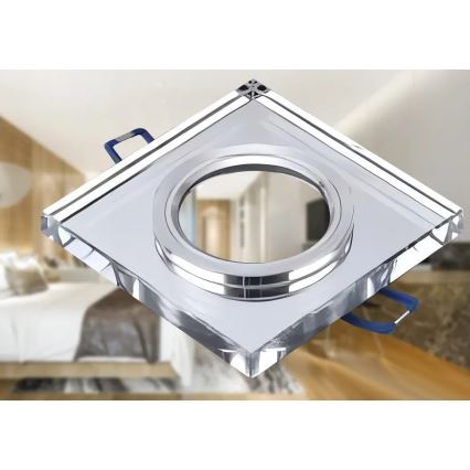 Indbygningsspot 1xGU10/MR16/10W/230V 9x9 cm poleret krom