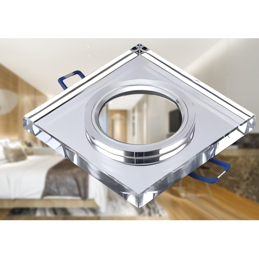 Indbygningsspot 1xGU10/MR16/10W/230V 9x9 cm poleret krom