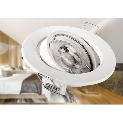 Indbygningsspot 1xGU10/MR16/10W/230V, Ø 9 cm, hvid