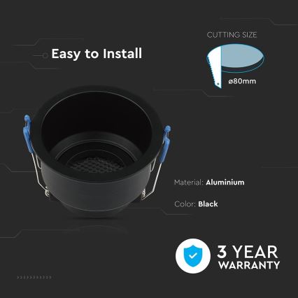 Indbygningsspot GU10 Ø 9 cm sort