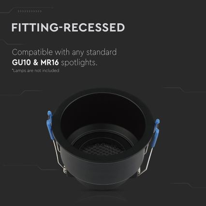 Indbygningsspot GU10 Ø 9 cm sort