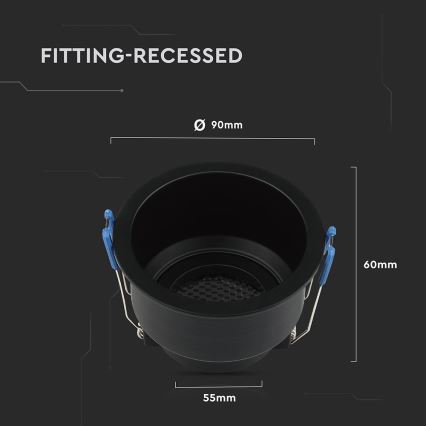 Indbygningsspot GU10 Ø 9 cm sort
