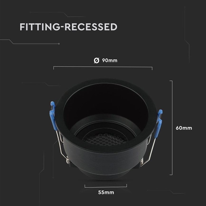 Indbygningsspot GU10 Ø 9 cm sort