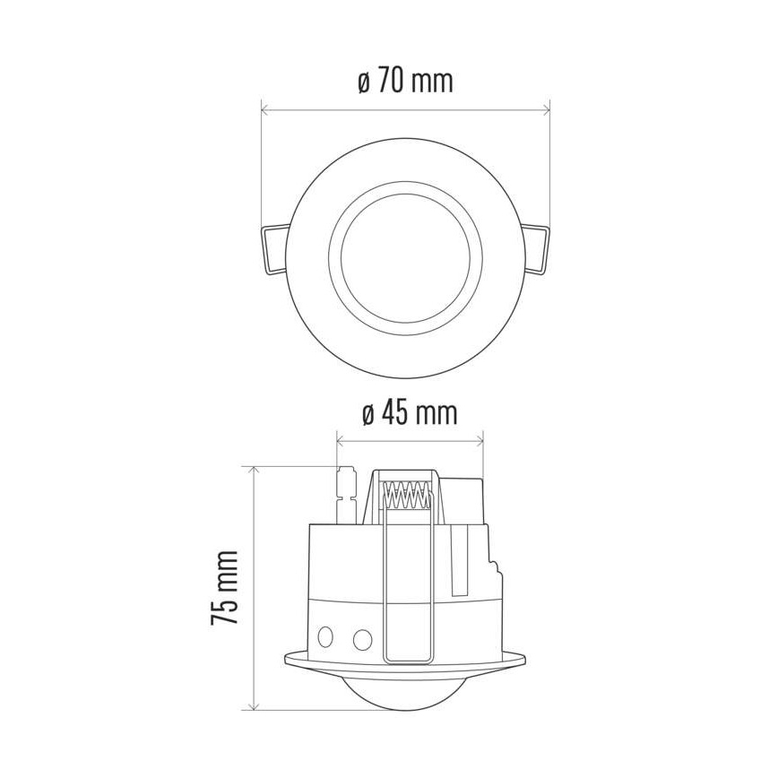 Indbygningsspot med bevægelsessensor PIR B 360° 1200W/230V hvid