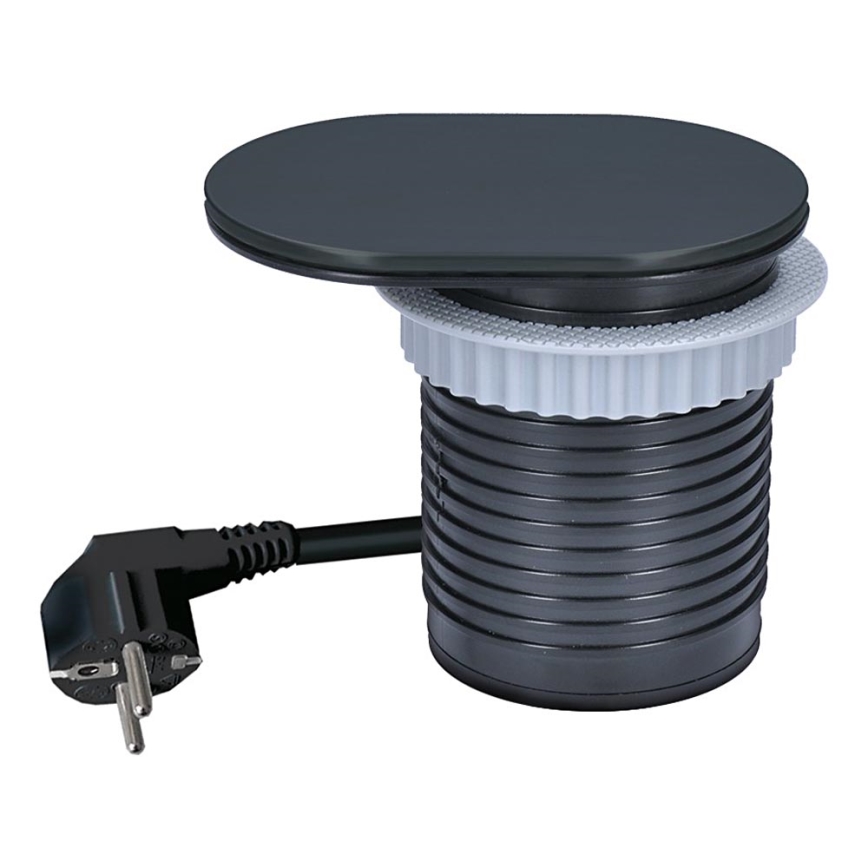 Indbygningsstikdåse med skydelåg 20W 1x udtag + USB A+C sort