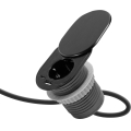 Indbygningsstikdåse med skydelåg — 1x stikkontakt + USB-C + USB-A, sort