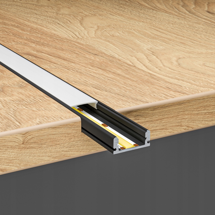 Indfældet profil til LED-strips 1 m sort/hvid