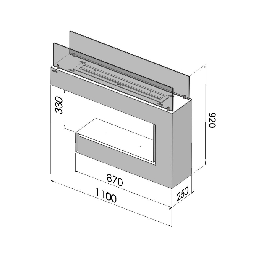 InFire - BIO pejs 110x92 cm 3 kW sort