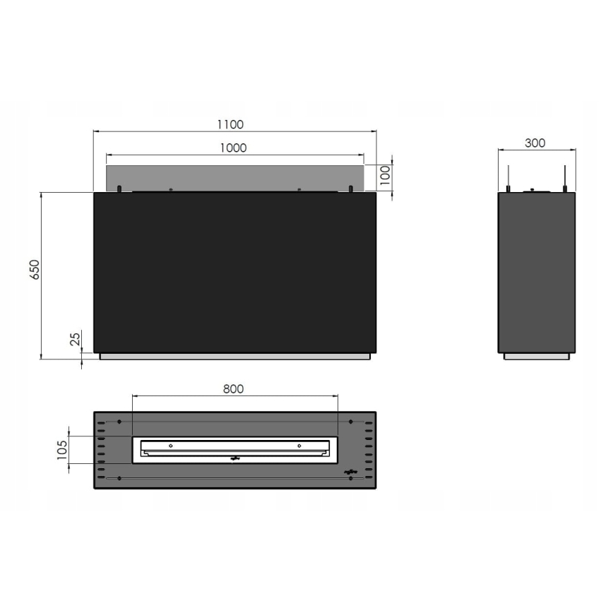 InFire - Biopejs 110x65 cm 3,5kW sort