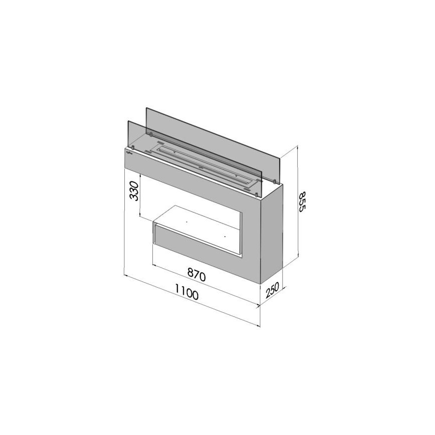 InFire - Biopejs 110x85,5 cm 3kW hvid
