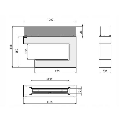 InFire - Biopejs 110x85,5 cm 3kW hvid